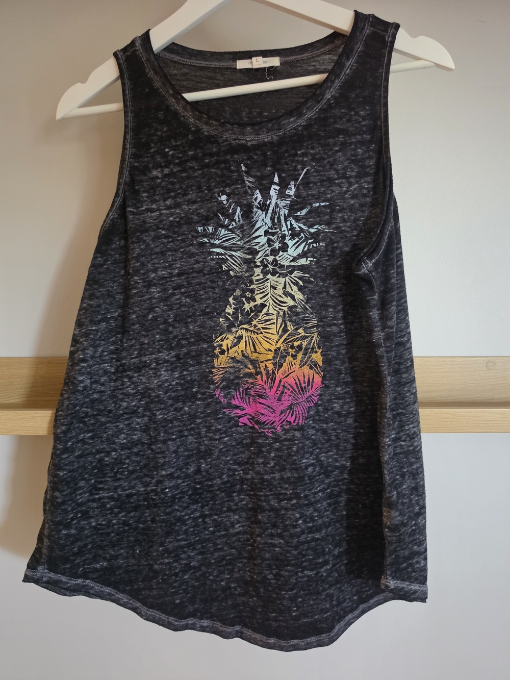Maurices Charcoal Tank with Blue, Yellow & Pink Pineapple Print